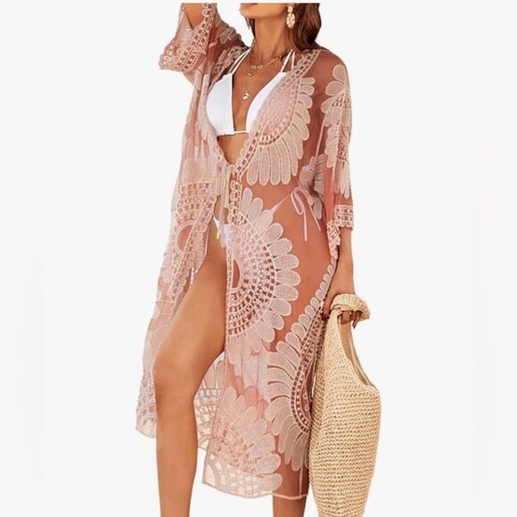 Cupshe Other - Cupshe Sunflower Lace Swim Cover-Up Dusty Peach - One Size